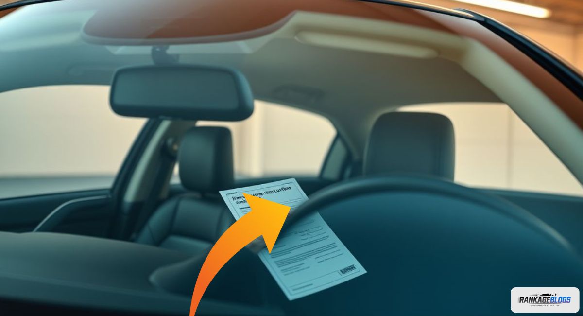 A car is safely parked inside a garage after a mobile windshield replacement, with the owner receiving warranty and aftercare information.