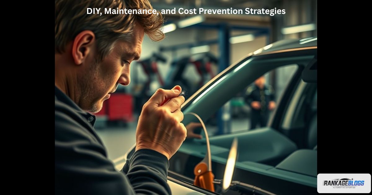 Person using DIY windshield repair kit for small chip while professional repair options are shown.