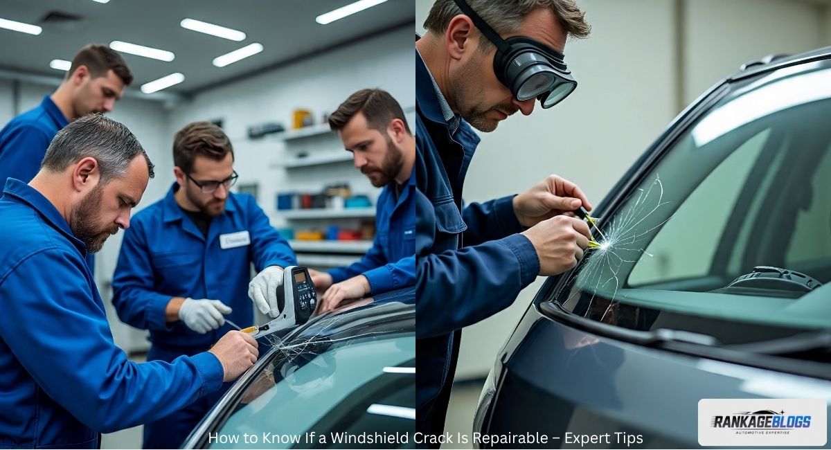 Close-up view of a car windshield with a visible crack, showing how to know if a windshield crack is repairable through expert inspection or if it needs full replacement.