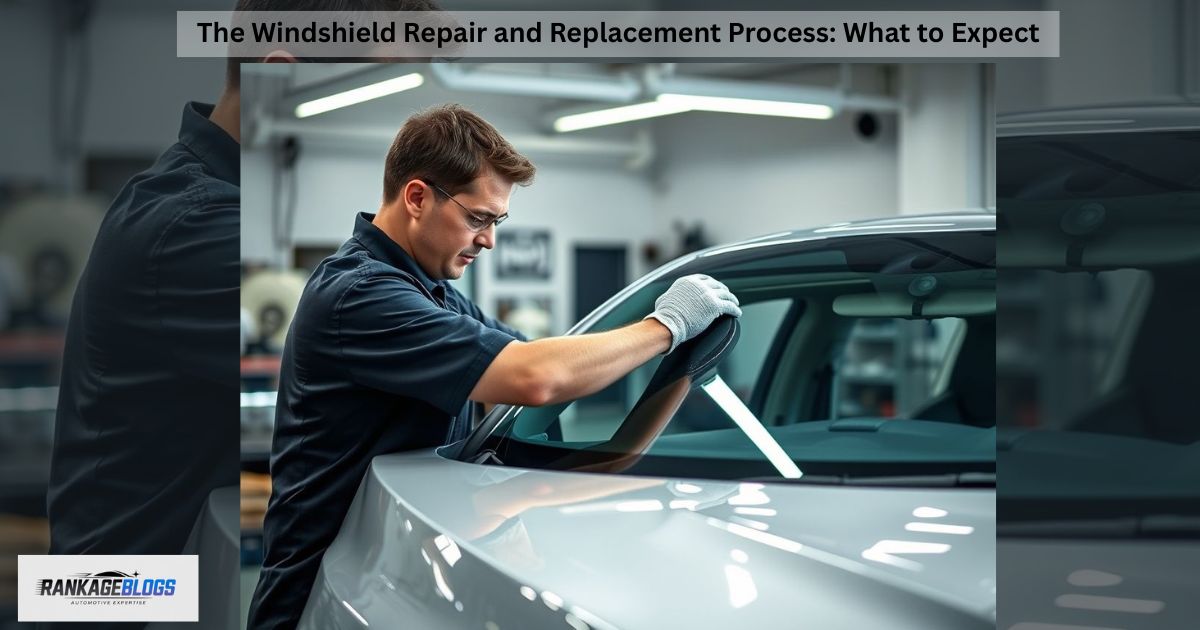 Professional auto glass technician performing precise windshield installation and repair process.