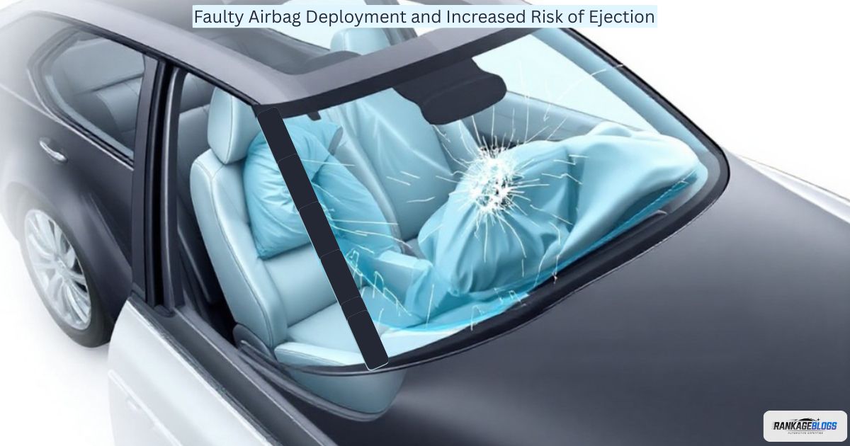 Image of faulty airbag deployment due to a compromised windshield.