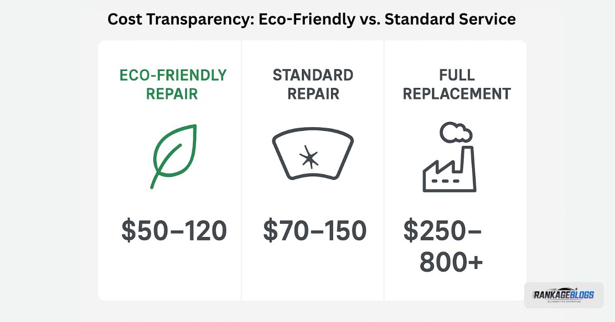 Service cost comparison for Eco-Friendly Auto Glass Repair and Recycling.