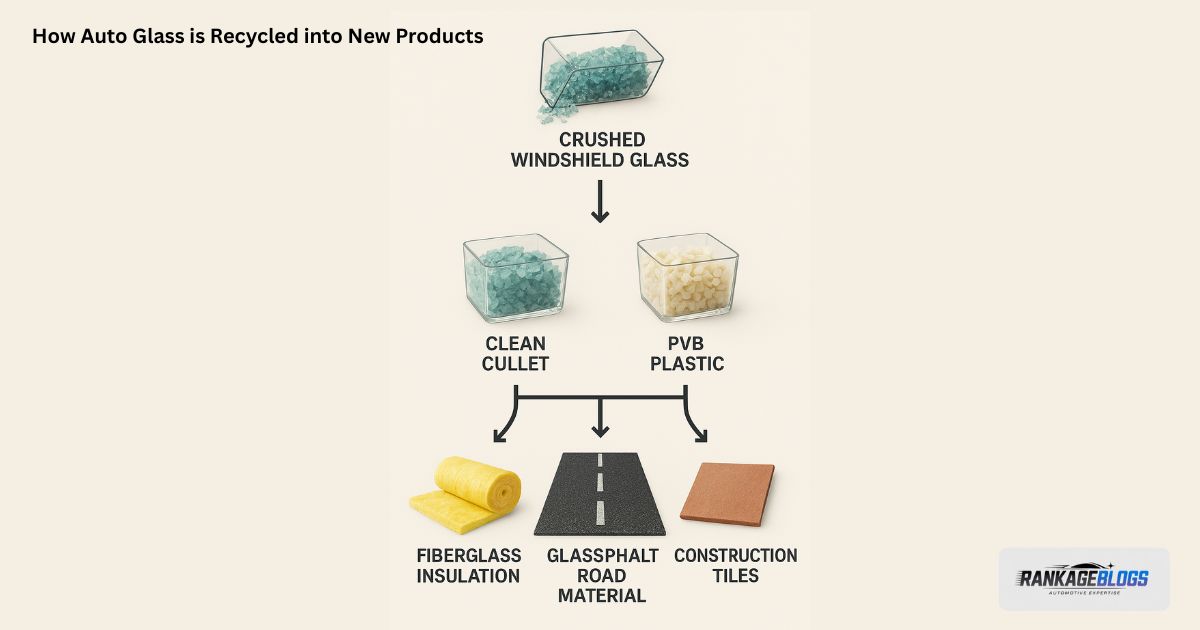 Recycling transformation process in Eco-Friendly Auto Glass Repair and Recycling.