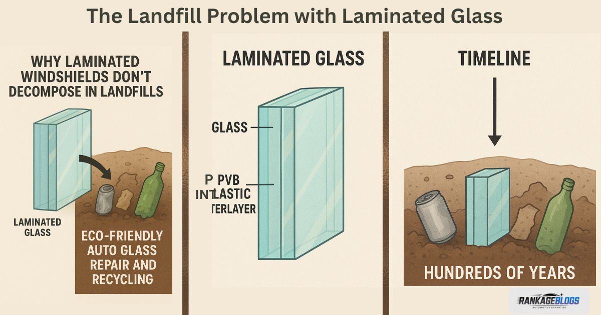 Laminated glass decomposition problem solved by Eco-Friendly Auto Glass Repair and Recycling.