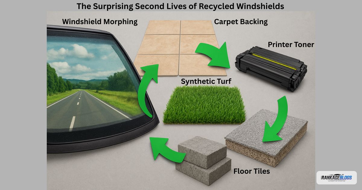 Creative reuse applications in Eco-Friendly Auto Glass Repair and Recycling.